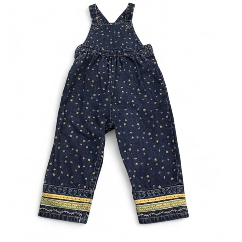 Vintage Gymboree Denim Overalls Floral Embroidered Y2K Baby 18-24M Girls